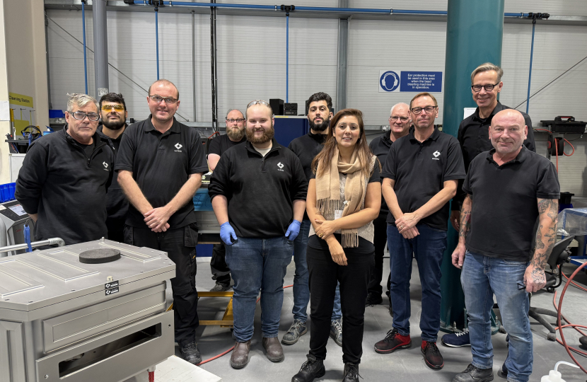 Nusrat Ghani MP supports manufacturing firm VACGEN based in Lower Dicker near Hailsham