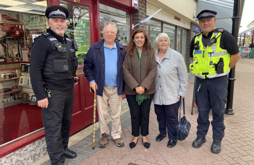 Hailsham's Conservative MP, Nusrat Ghani, joins a police patrol on foot in the town