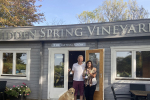 Conservative MP Nus Ghani supports harvest season at Hidden Spring Vineyard in Horam