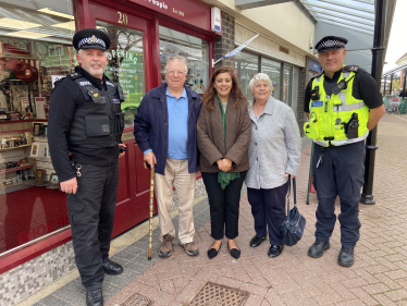 Hailsham's Conservative MP, Nusrat Ghani, joins a police patrol on foot in the town